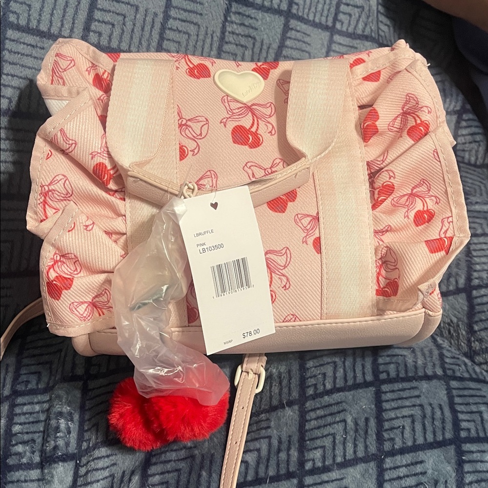 NWT Betsey Johnson Pink/White Red ❤️🤍🩷Cherries 🍒  Bows Patterned Women's Bag